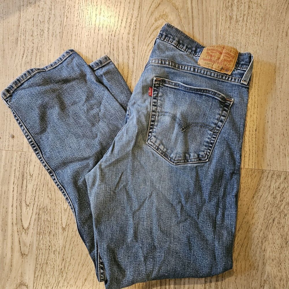 Levis 559 Relaxed Straight Jeans Mens 36X30 Light Blue Medium Wash Stretch Denim